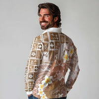 Tonga Christmas Long Sleeve Polo Shirt Kilisimasi Fiefia Retro Style Brown LT05 - Polynesian Pride