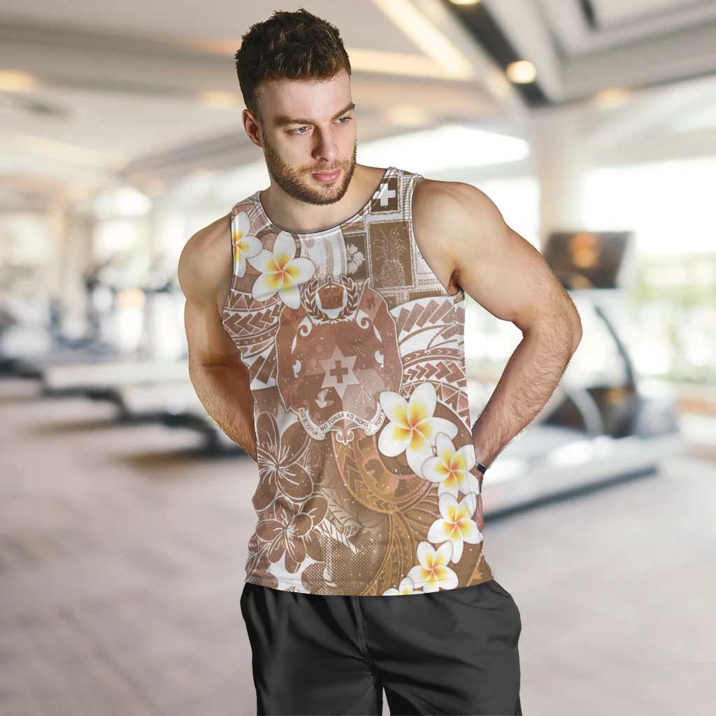 Tonga Christmas Men Tank Top Kilisimasi Fiefia Retro Style Brown - Polynesian Pride
