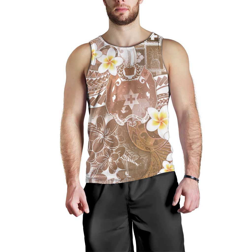 Tonga Christmas Men Tank Top Kilisimasi Fiefia Retro Style Brown - Polynesian Pride