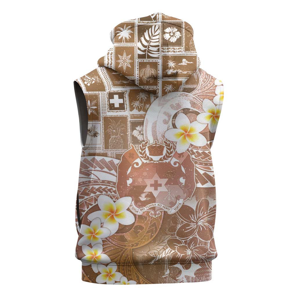 Tonga Christmas Sleeveless Zip Hoodie Kilisimasi Fiefia Retro Style Brown LT05 - Polynesian Pride