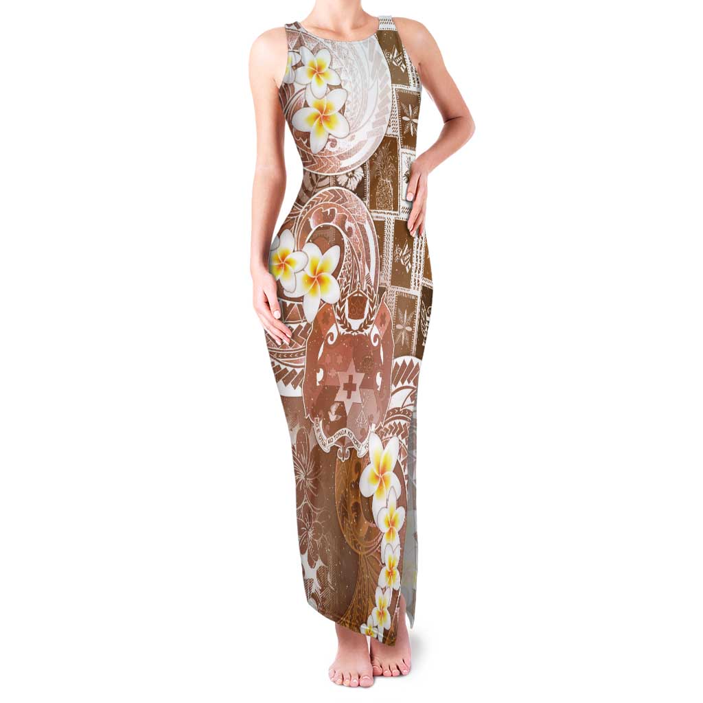 Tonga Christmas Tank Maxi Dress Kilisimasi Fiefia Retro Style Brown - Polynesian Pride