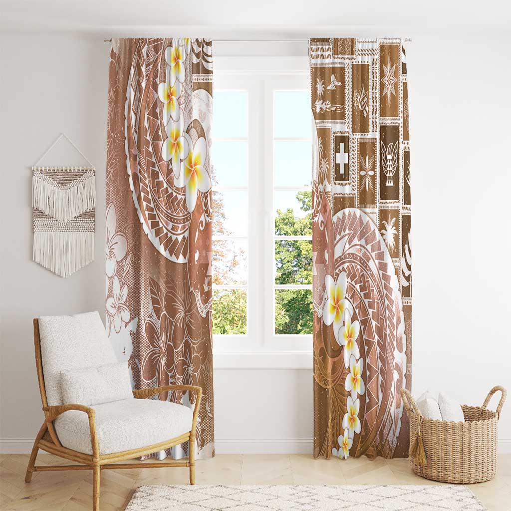 Tonga Christmas Window Curtain Kilisimasi Fiefia Retro Style Brown - Polynesian Pride