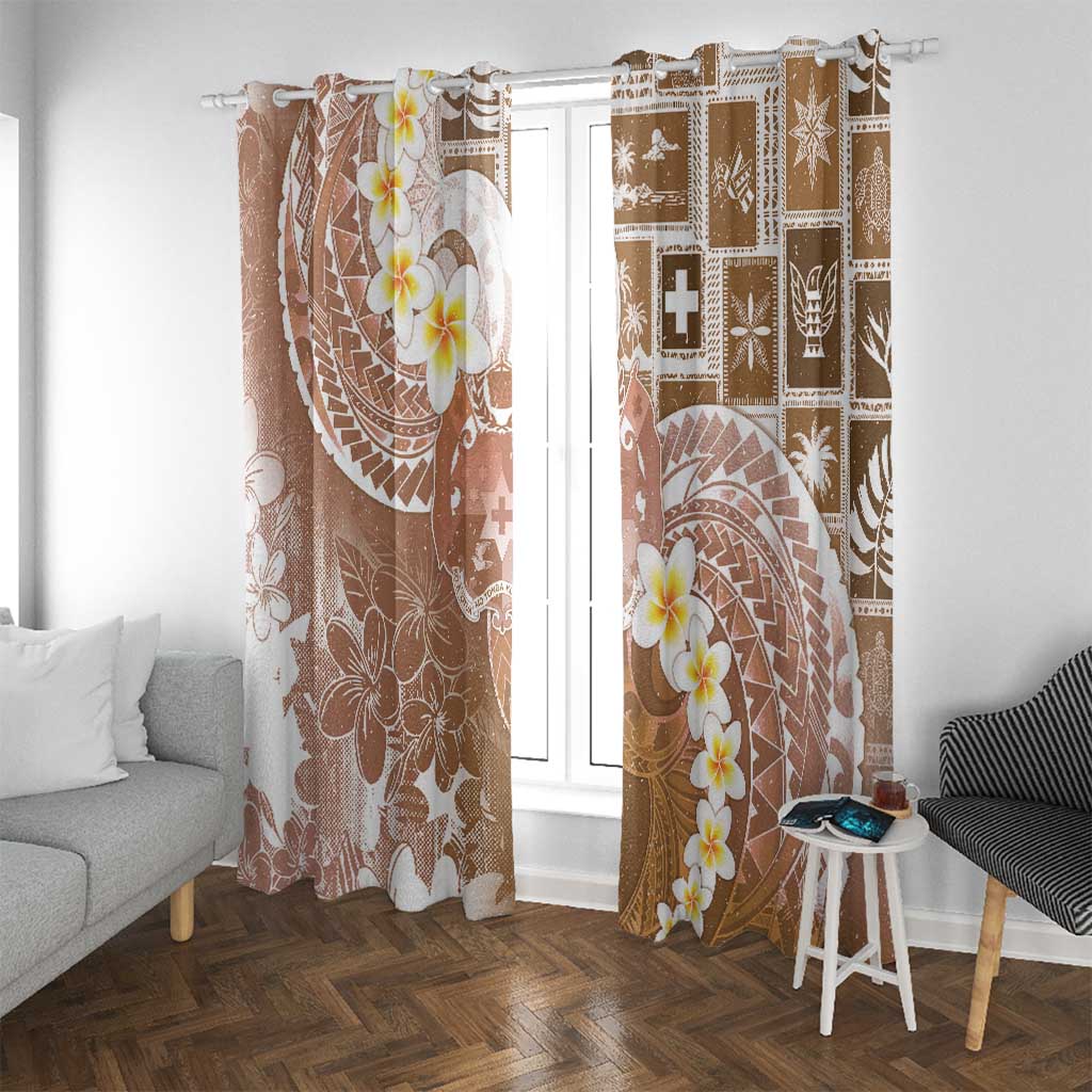 Tonga Christmas Window Curtain Kilisimasi Fiefia Retro Style Brown - Polynesian Pride