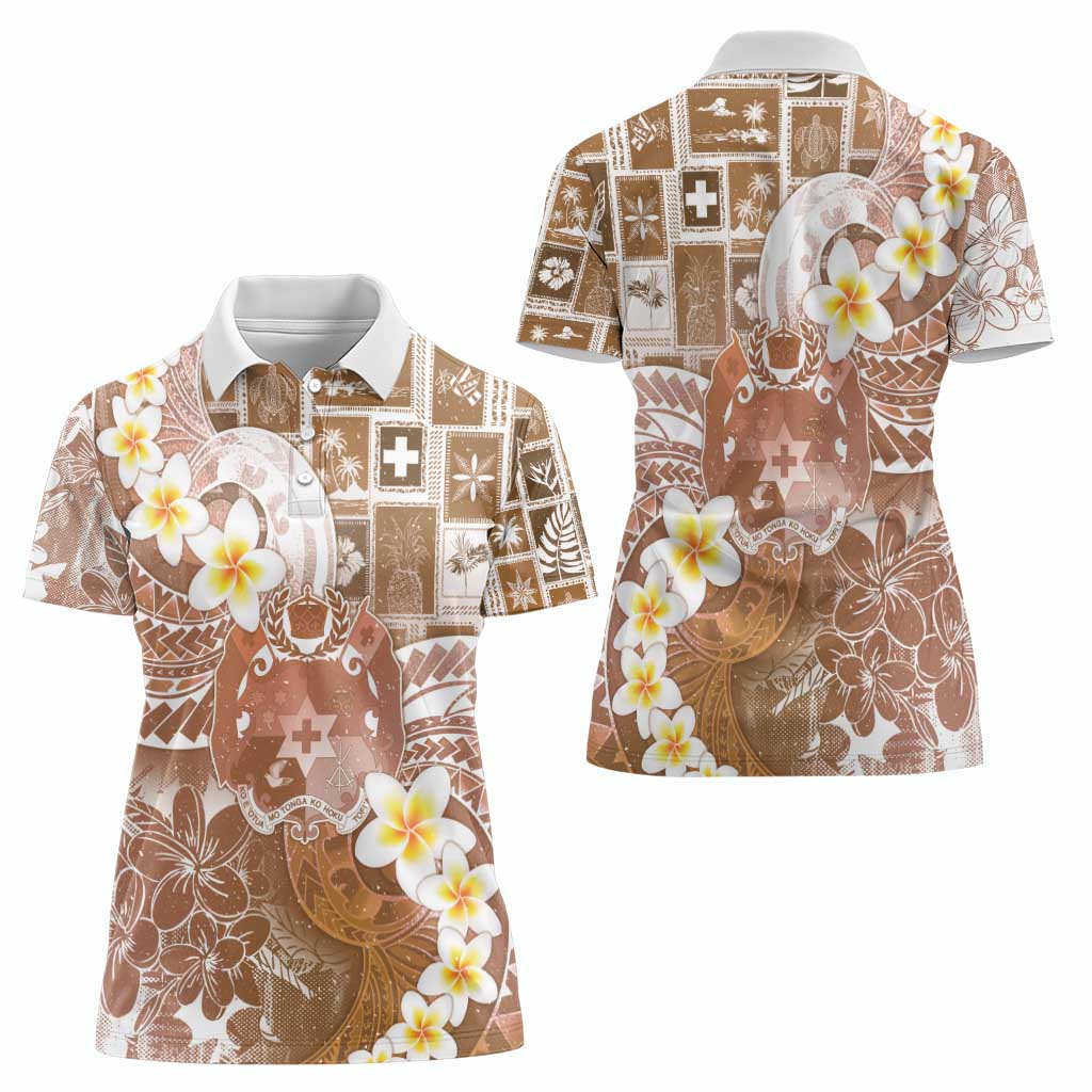 Tonga Christmas Women Polo Shirt Kilisimasi Fiefia Retro Style Brown - Polynesian Pride