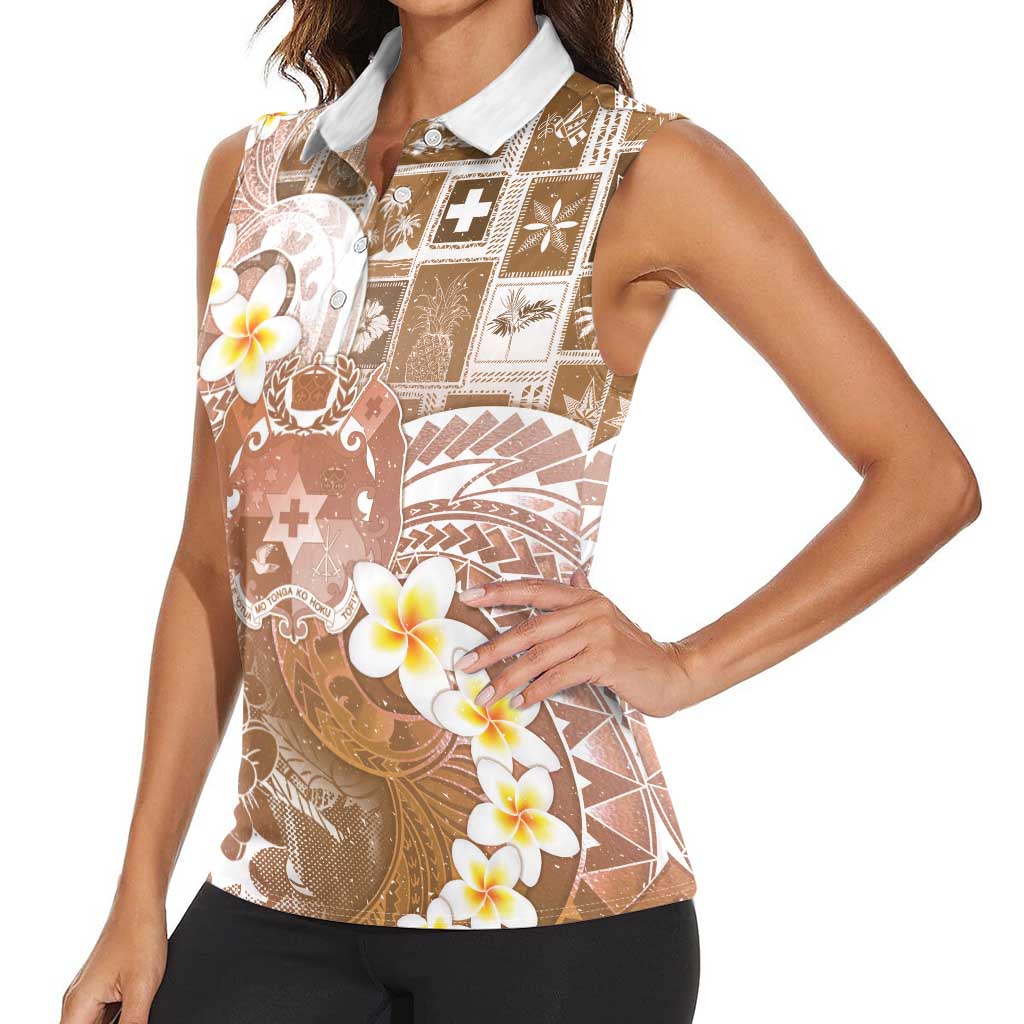 Tonga Christmas Women Sleeveless Polo Shirt Kilisimasi Fiefia Retro Style Brown LT05 - Polynesian Pride