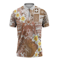 Tonga Christmas Zipper Polo Shirt Kilisimasi Fiefia Retro Style Brown LT05 Brown - Polynesian Pride