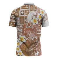 Tonga Christmas Zipper Polo Shirt Kilisimasi Fiefia Retro Style Brown LT05 - Polynesian Pride