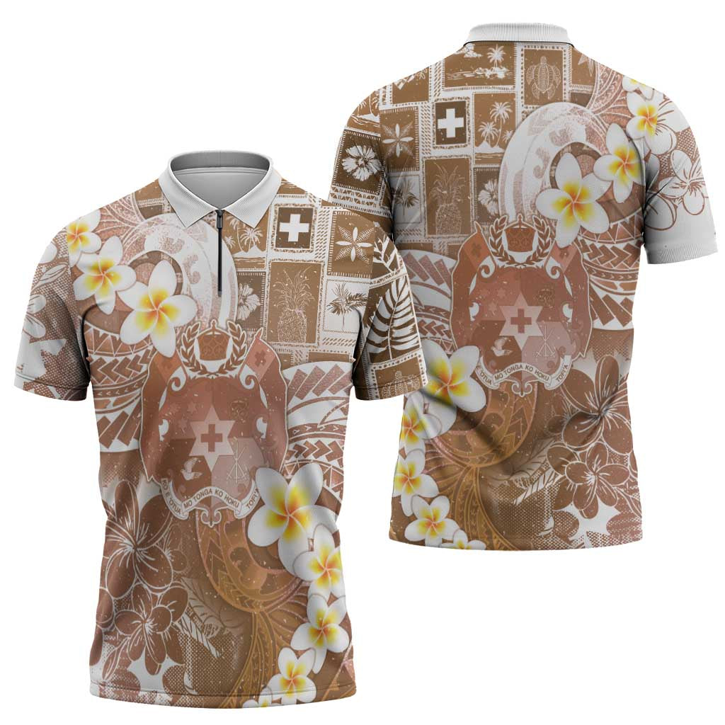 Tonga Christmas Zipper Polo Shirt Kilisimasi Fiefia Retro Style Brown LT05 - Polynesian Pride