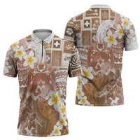 Tonga Christmas Zipper Polo Shirt Kilisimasi Fiefia Retro Style Brown LT05 - Polynesian Pride