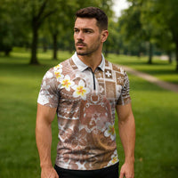 Tonga Christmas Zipper Polo Shirt Kilisimasi Fiefia Retro Style Brown LT05 - Polynesian Pride