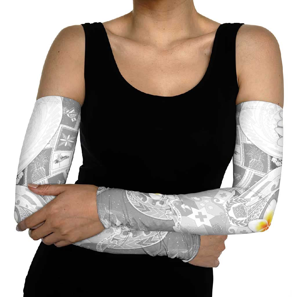 Tonga Christmas Arm Sleeves Kilisimasi Fiefia Retro Style White - Polynesian Pride