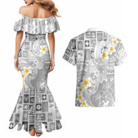 Tonga Christmas Couples Matching Mermaid Dress and Hawaiian Shirt Kilisimasi Fiefia Retro Style White LT05 - Polynesian Pride