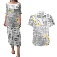 Tonga Christmas Couples Matching Puletasi and Hawaiian Shirt Kilisimasi Fiefia Retro Style White LT05 White - Polynesian Pride