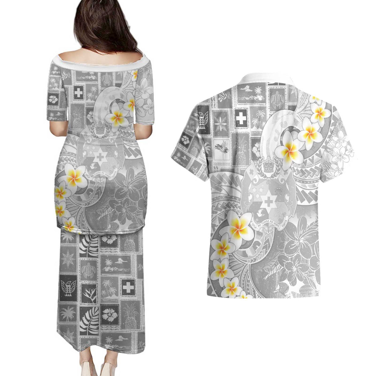 Tonga Christmas Couples Matching Puletasi and Hawaiian Shirt Kilisimasi Fiefia Retro Style White LT05 - Polynesian Pride
