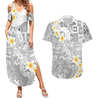 Tonga Christmas Couples Matching Summer Maxi Dress and Hawaiian Shirt Kilisimasi Fiefia Retro Style White LT05 White - Polynesian Pride