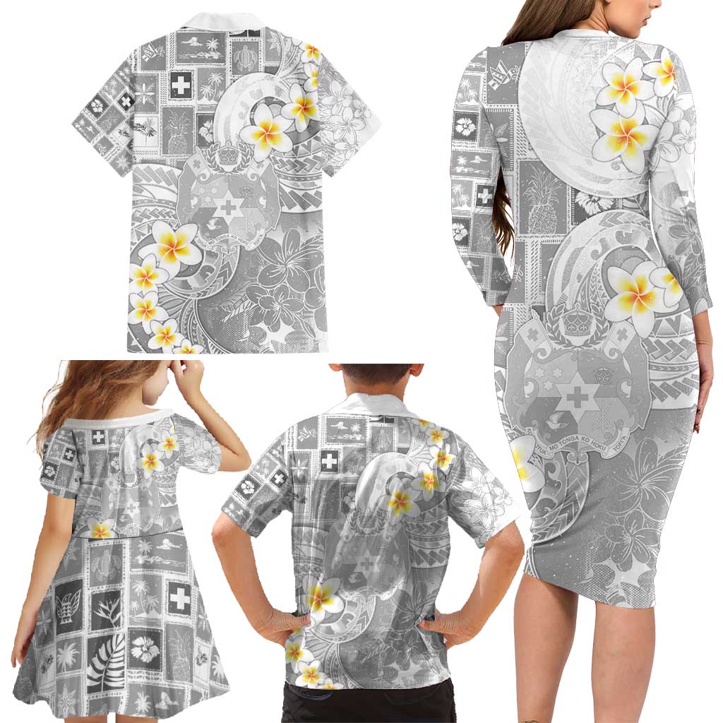 Tonga Christmas Family Matching Long Sleeve Bodycon Dress and Hawaiian Shirt Kilisimasi Fiefia Retro Style White LT05 - Polynesian Pride