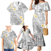 Tonga Christmas Family Matching Mermaid Dress and Hawaiian Shirt Kilisimasi Fiefia Retro Style White LT05 - Polynesian Pride