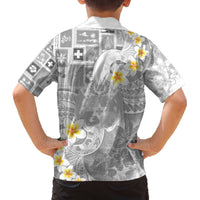 Tonga Christmas Family Matching Off The Shoulder Long Sleeve Dress and Hawaiian Shirt Kilisimasi Fiefia Retro Style White LT05 - Polynesian Pride
