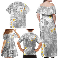 Tonga Christmas Family Matching Off Shoulder Maxi Dress and Hawaiian Shirt Kilisimasi Fiefia Retro Style White LT05 - Polynesian Pride