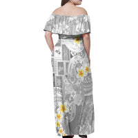 Tonga Christmas Family Matching Off Shoulder Maxi Dress and Hawaiian Shirt Kilisimasi Fiefia Retro Style White LT05 - Polynesian Pride