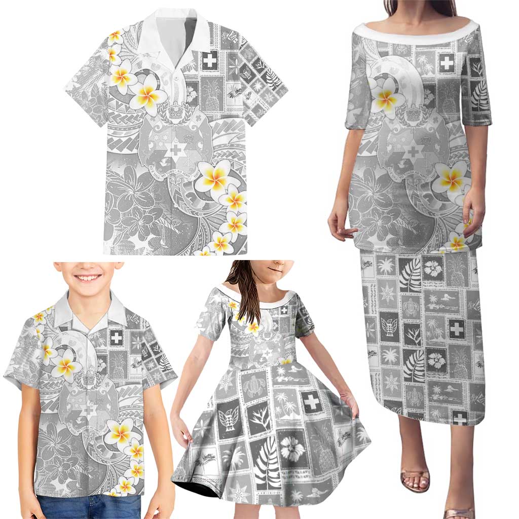 Tonga Christmas Family Matching Puletasi and Hawaiian Shirt Kilisimasi Fiefia Retro Style White LT05 - Polynesian Pride