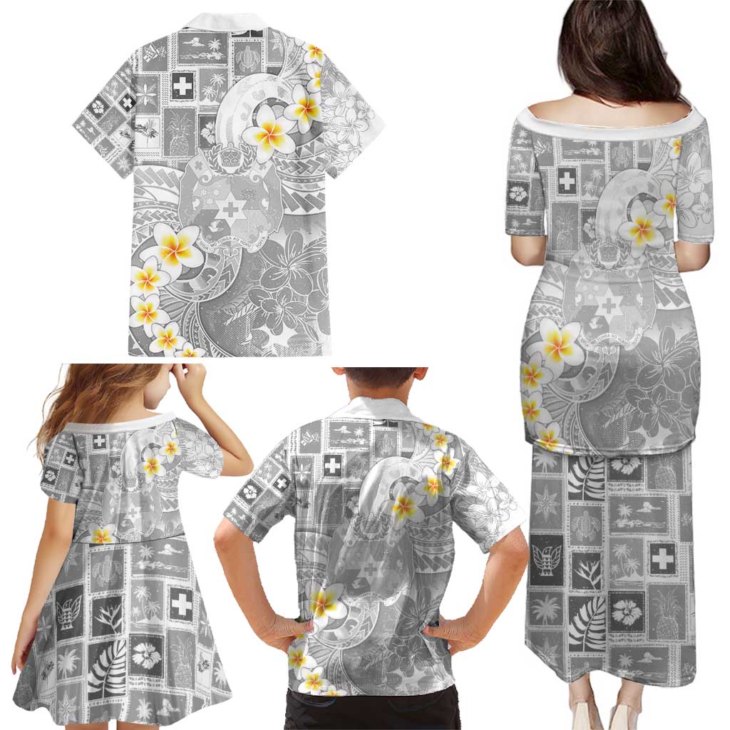 Tonga Christmas Family Matching Puletasi and Hawaiian Shirt Kilisimasi Fiefia Retro Style White LT05 - Polynesian Pride