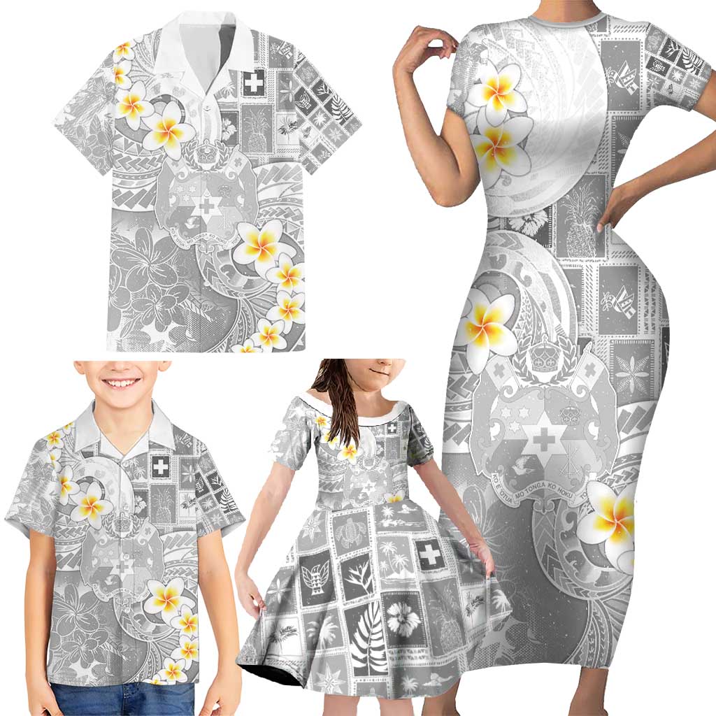 Tonga Christmas Family Matching Short Sleeve Bodycon Dress and Hawaiian Shirt Kilisimasi Fiefia Retro Style White LT05 - Polynesian Pride