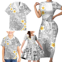 Tonga Christmas Family Matching Short Sleeve Bodycon Dress and Hawaiian Shirt Kilisimasi Fiefia Retro Style White LT05 - Polynesian Pride