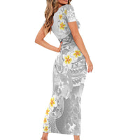 Tonga Christmas Family Matching Short Sleeve Bodycon Dress and Hawaiian Shirt Kilisimasi Fiefia Retro Style White LT05 - Polynesian Pride
