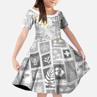 Tonga Christmas Family Matching Tank Maxi Dress and Hawaiian Shirt Kilisimasi Fiefia Retro Style White LT05 Daughter's Dress White - Polynesian Pride