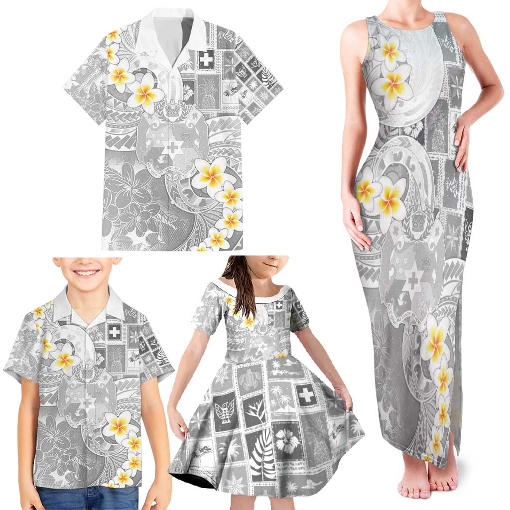Tonga Christmas Family Matching Tank Maxi Dress and Hawaiian Shirt Kilisimasi Fiefia Retro Style White LT05 - Polynesian Pride