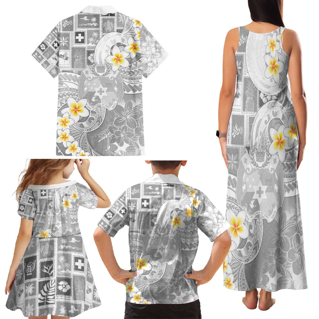 Tonga Christmas Family Matching Tank Maxi Dress and Hawaiian Shirt Kilisimasi Fiefia Retro Style White LT05 - Polynesian Pride