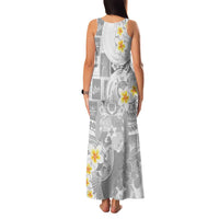 Tonga Christmas Family Matching Tank Maxi Dress and Hawaiian Shirt Kilisimasi Fiefia Retro Style White LT05 - Polynesian Pride