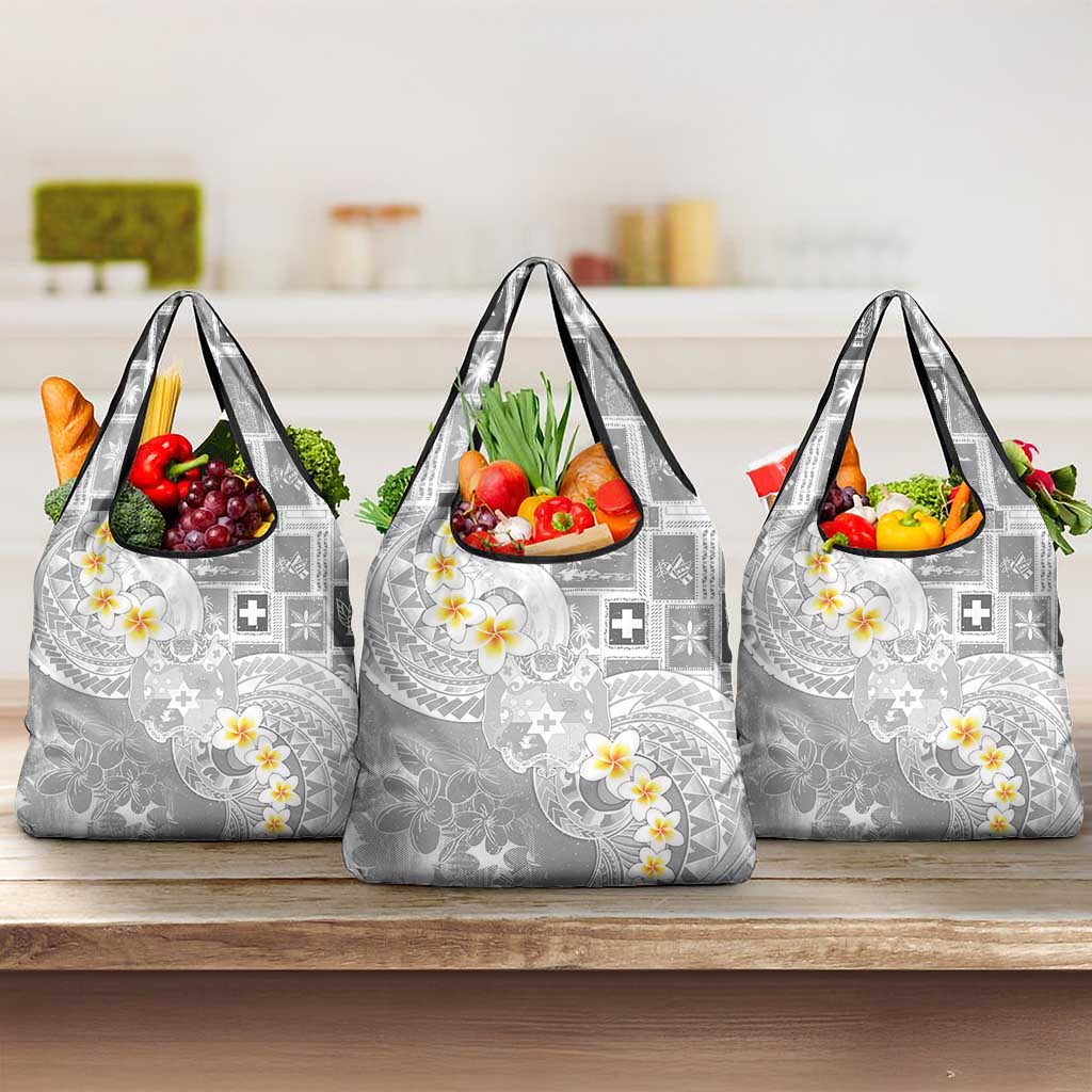 Tonga Christmas Grocery Bag Kilisimasi Fiefia Retro Style White - Polynesian Pride