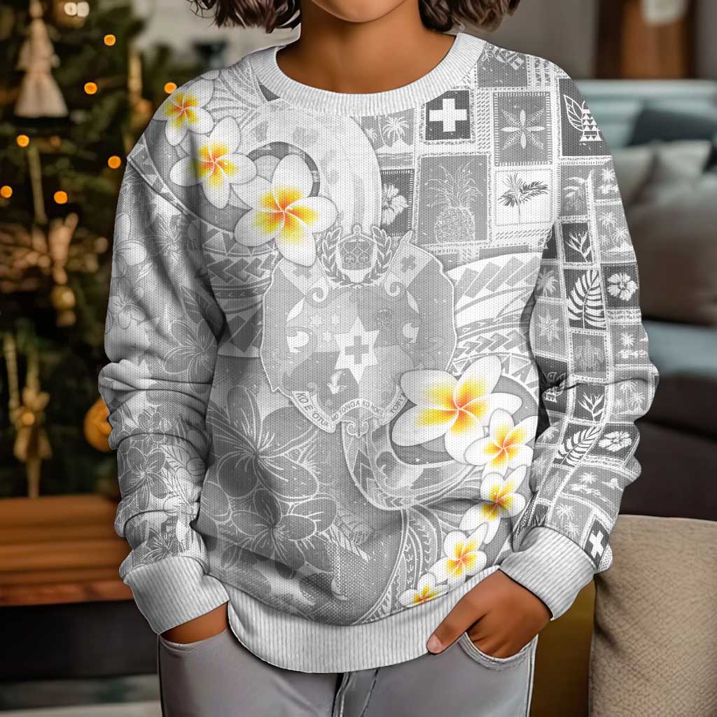 Tonga Christmas Kid Ugly Christmas Sweater Kilisimasi Fiefia Retro Style White - Polynesian Pride