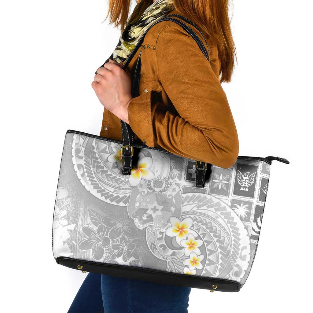 Tonga Christmas Leather Tote Bag Kilisimasi Fiefia Retro Style White LT05 White - Polynesian Pride