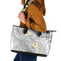 Tonga Christmas Leather Tote Bag Kilisimasi Fiefia Retro Style White LT05 White - Polynesian Pride