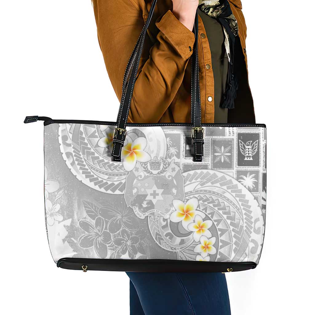 Tonga Christmas Leather Tote Bag Kilisimasi Fiefia Retro Style White LT05 - Polynesian Pride