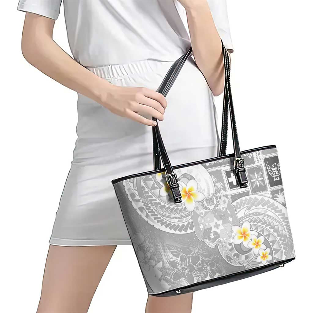 Tonga Christmas Leather Tote Bag Kilisimasi Fiefia Retro Style White LT05 - Polynesian Pride