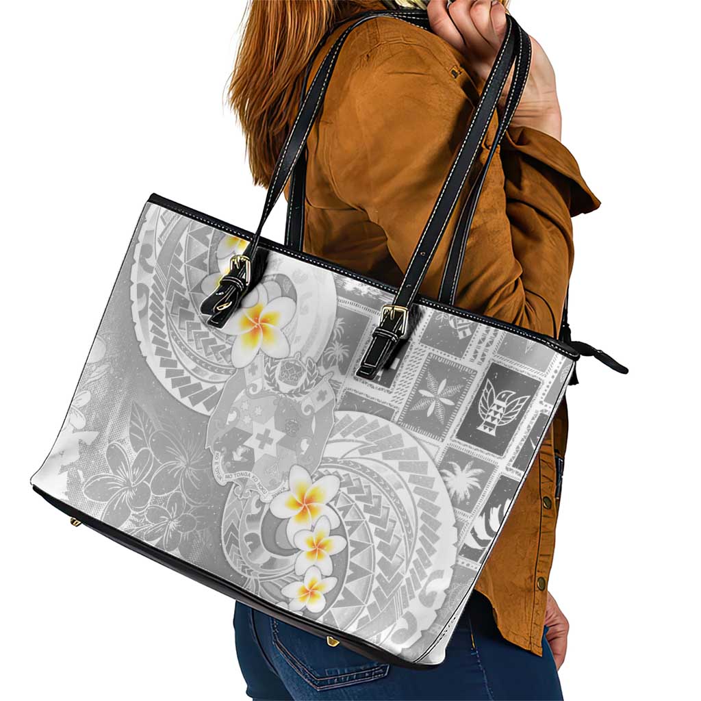 Tonga Christmas Leather Tote Bag Kilisimasi Fiefia Retro Style White LT05 - Polynesian Pride