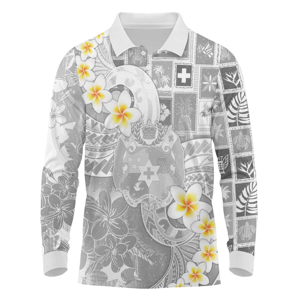 Tonga Christmas Long Sleeve Polo Shirt Kilisimasi Fiefia Retro Style White - Polynesian Pride