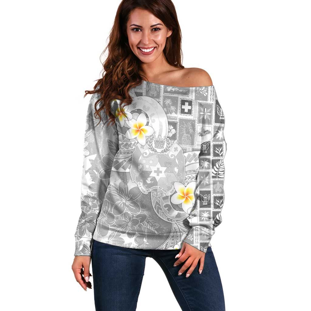 Tonga Christmas Off Shoulder Sweater Kilisimasi Fiefia Retro Style White - Polynesian Pride