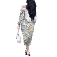 Tonga Christmas Off The Shoulder Long Sleeve Dress Kilisimasi Fiefia Retro Style White LT05 - Polynesian Pride