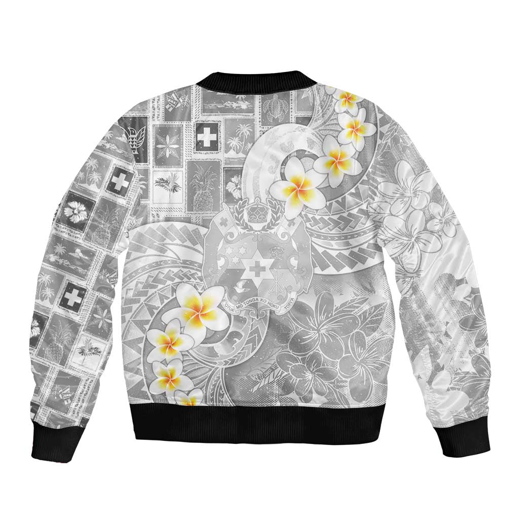 Tonga Christmas Sleeve Zip Bomber Jacket Kilisimasi Fiefia Retro Style White LT05 - Polynesian Pride