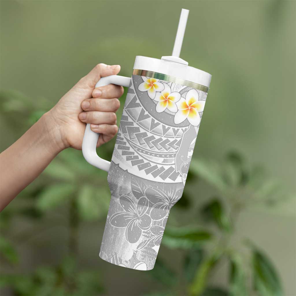 Tonga Christmas Tumbler With Handle Kilisimasi Fiefia Retro Style White - Polynesian Pride