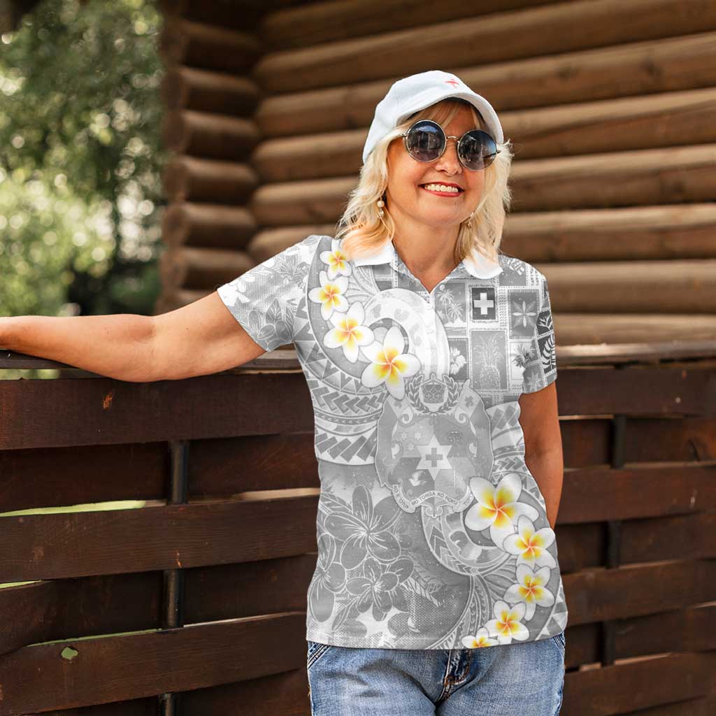 Tonga Christmas Women Polo Shirt Kilisimasi Fiefia Retro Style White - Polynesian Pride