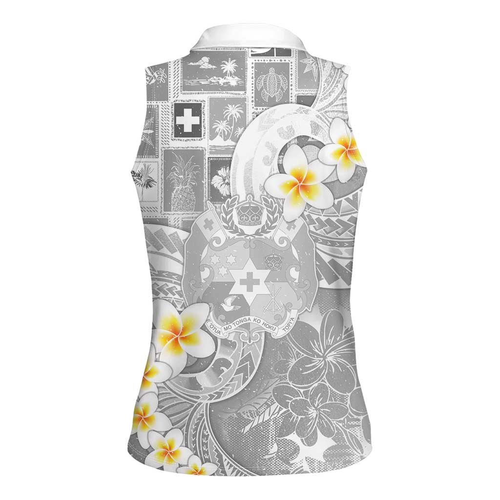 Tonga Christmas Women Sleeveless Polo Shirt Kilisimasi Fiefia Retro Style White LT05 - Polynesian Pride