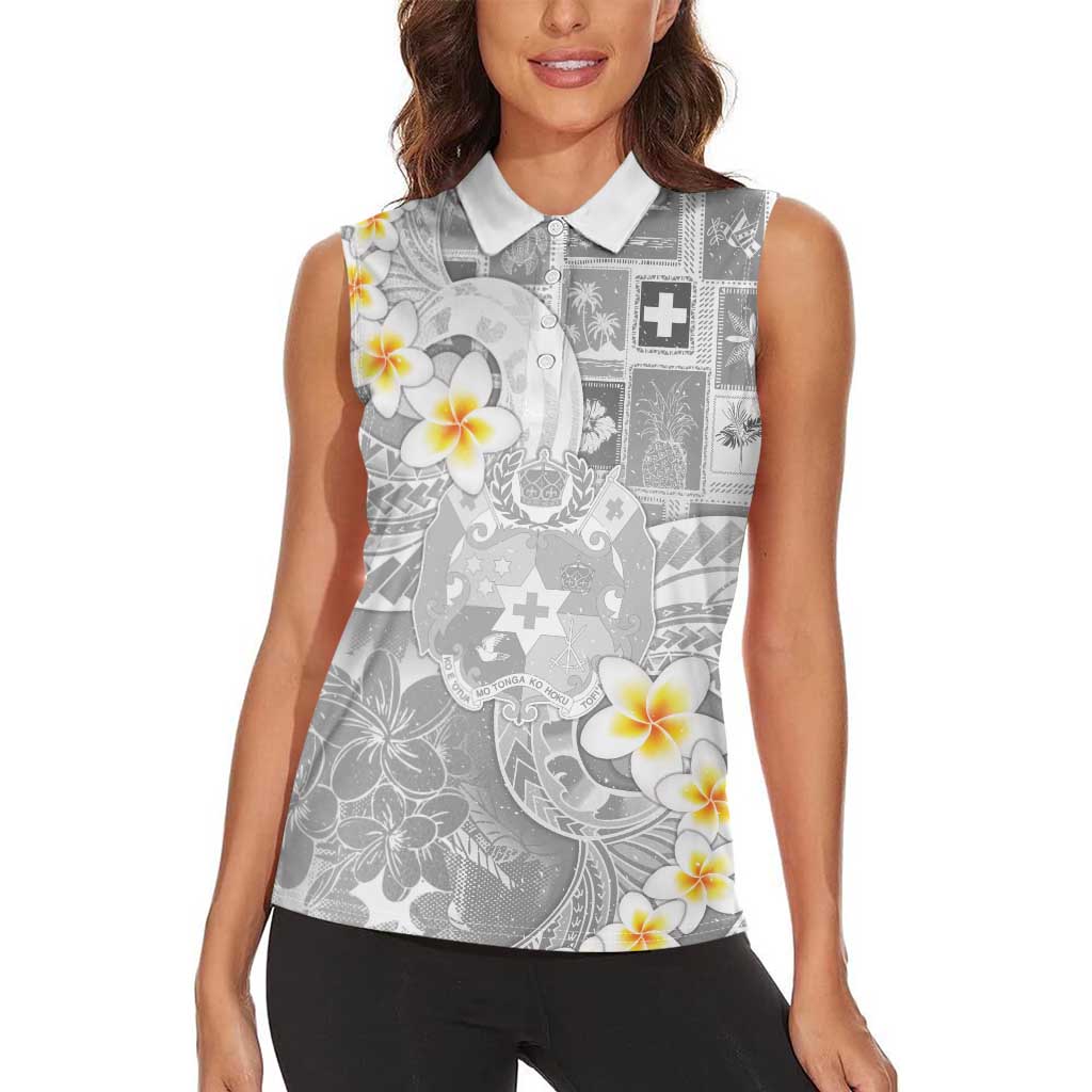 Tonga Christmas Women Sleeveless Polo Shirt Kilisimasi Fiefia Retro Style White LT05 - Polynesian Pride