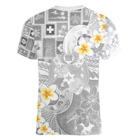 Tonga Christmas Women V-Neck T-Shirt Kilisimasi Fiefia Retro Style White LT05 - Polynesian Pride