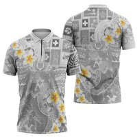 Tonga Christmas Zipper Polo Shirt Kilisimasi Fiefia Retro Style White - Polynesian Pride